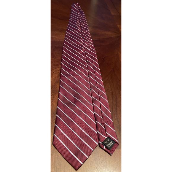 Jos. A. Bank Executive Collection Repp Hand Made Burgundy White Blue 100% Silk - Picture 3 of 9